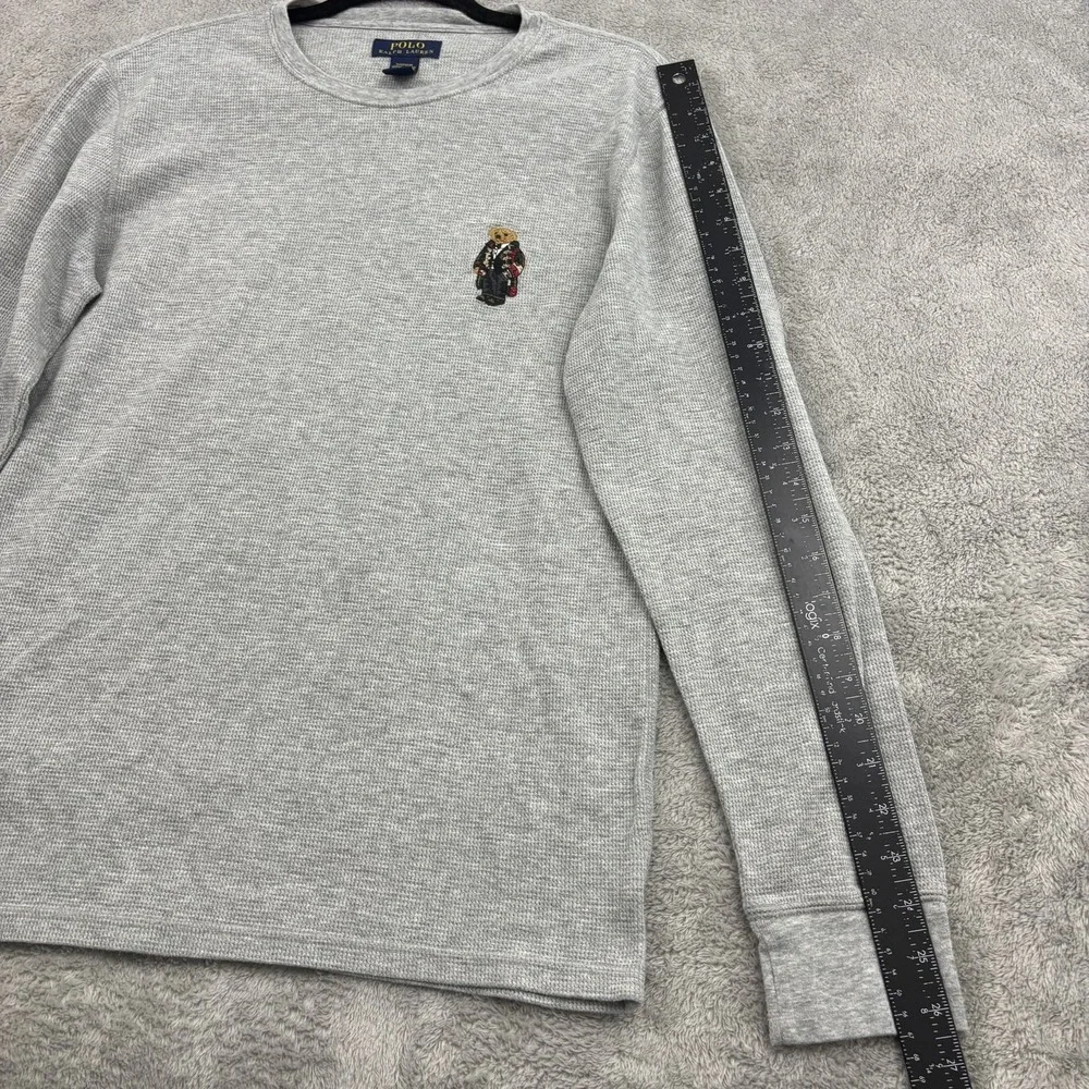 Polo Ralph Lauren PolBear Waffle Knit Thermal Shirt Mens M Gray Sleepwear Preppy
